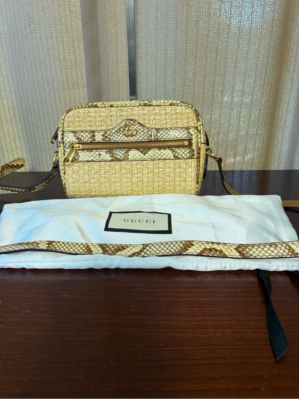 Gucci Ophidia Raffia Woven Crossbody